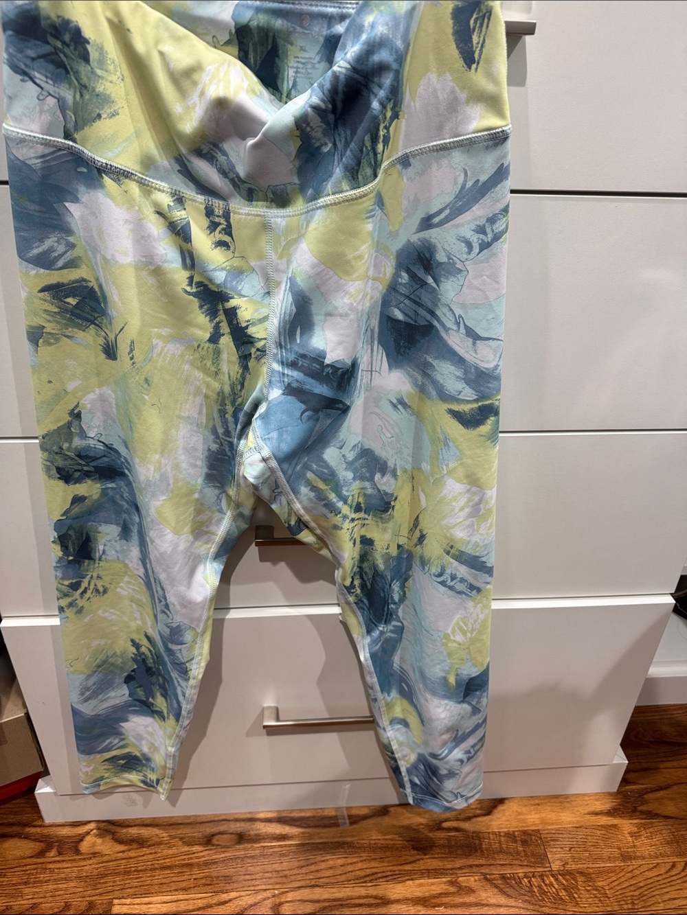 Apana Kids Abstract Leggings - Yellow, Blue & White